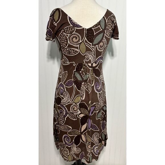 Boden Dress Floral Print Slip On Sheath Style V Neck Mini Length Brown Purple 6 - Picture 6 of 12